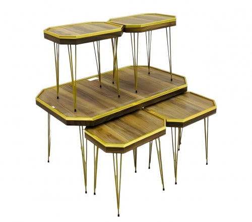 طقم طاولات قهوة 5 قطع مستطيل