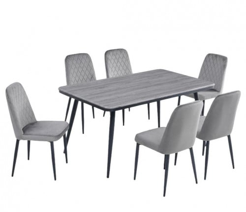 طقم طاولة طعام 6 كراسي رمادي