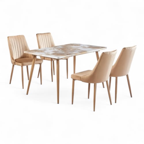 طقم طاولة طعام 4\6\ 8 كراسي سطح خشب بديل رخام رماد...