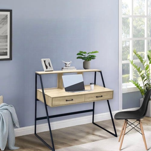 طاوله مكتب لون خشبي فاتح