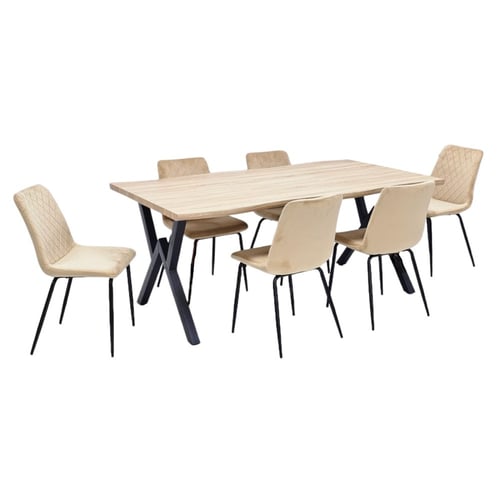 طقم طاوله طعام 6 كراسي رمادي بني بيج