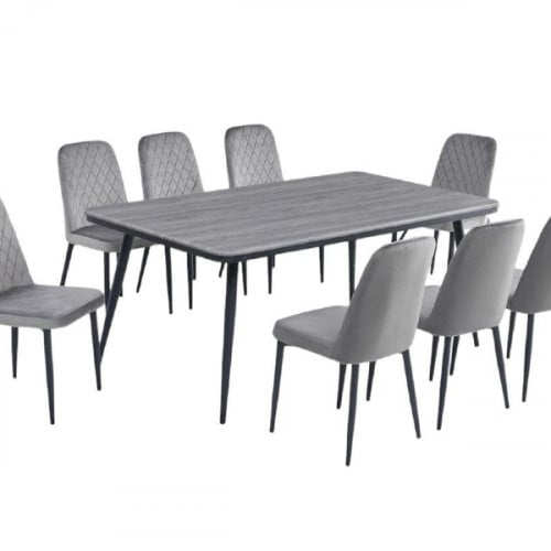 طقم طاولة طعام 8 كراسي رمادي