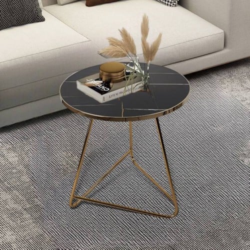 طاوله مفرده خدمه عصريه اسود وذهبي