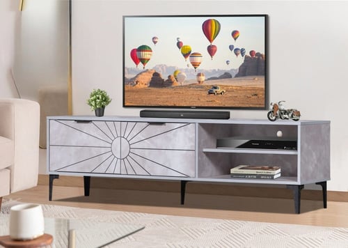 طاوله تلفاز وخزانه احذيه لون رمادي