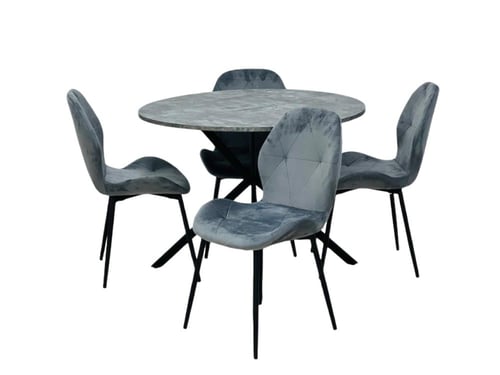 طقم طاوله طعام دائريه ٤ كراسي لون رمادي بيج بني