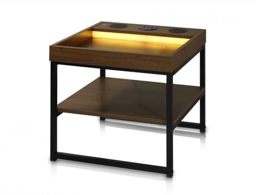 طاولة خدمه جانبيه مزوده بمدخل شحن وسماعات لون بني