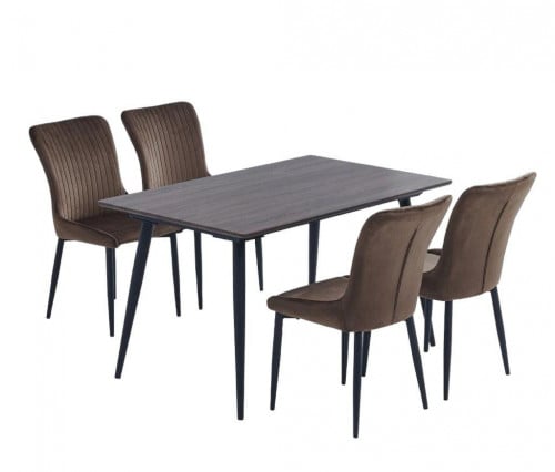 طقم طاولة طعام 4 كراسي بني