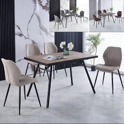 طاوله طعام ٤ كراسي بني رمادي