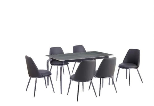 طاولة طعام 6 كراسي سطح سيراميك الوان متعدده