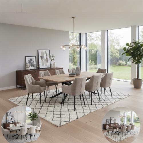 طاوله طعام 8 كراسي مودرن بني وبيج