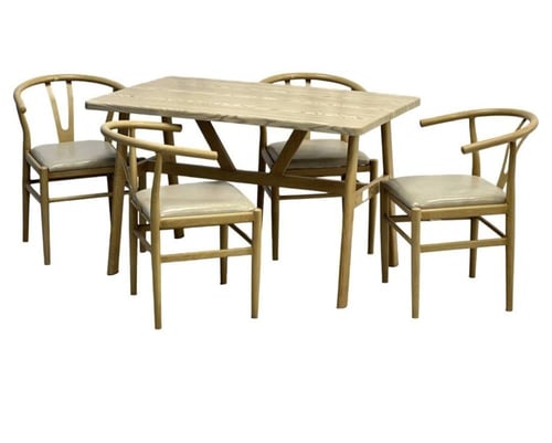 طقم طاولة طعام خشبي عصري (طاولة + 4 كراسي)