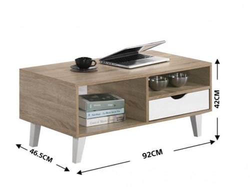 طاولة وسط خشبي وابيض ماليزي