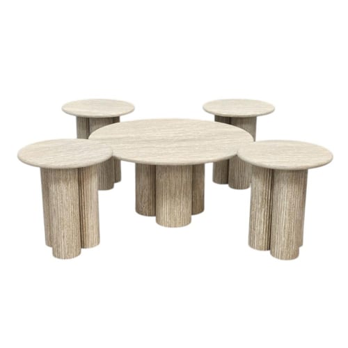 طقم طاولات 5 قطع بيج