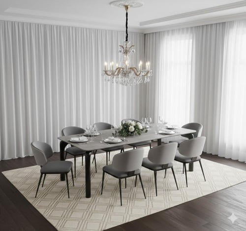 طاوله طعام فخمه رخام 8 كراسي بني _ رمادي