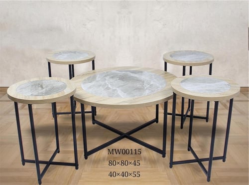 طقم طاولات دائريه خشب وسيراميك انيقه