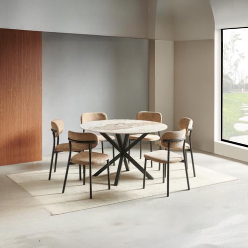 طقم سفره طعام 6 كراسي شكل دائري سراميك