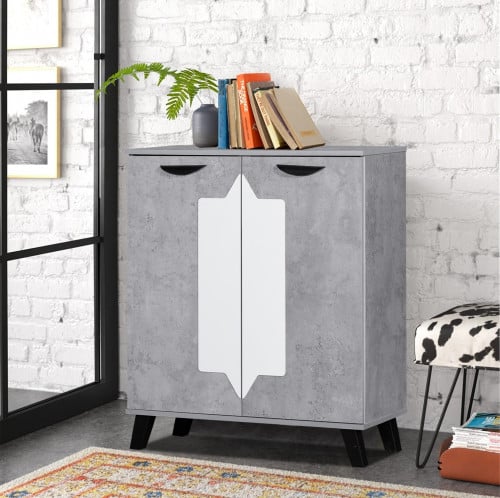 دولاب جزامه احذيه رمادي وابيض درفتين