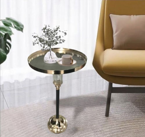 طاوله خدمة جانبية مفرده اسود وذهبي