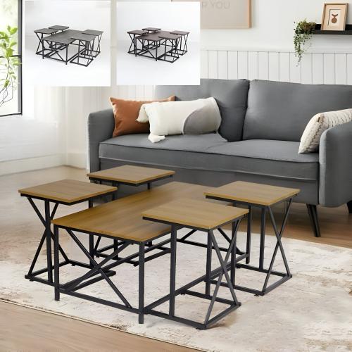 طقم طاولات قهوه 5 قطع 3 الوان