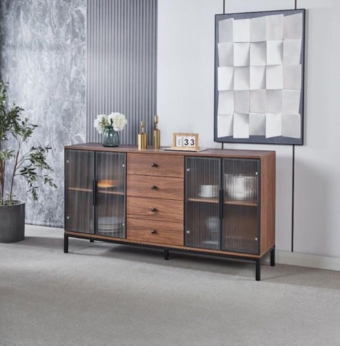 وحده تخزين بوفيه دولاب خشبي وبني