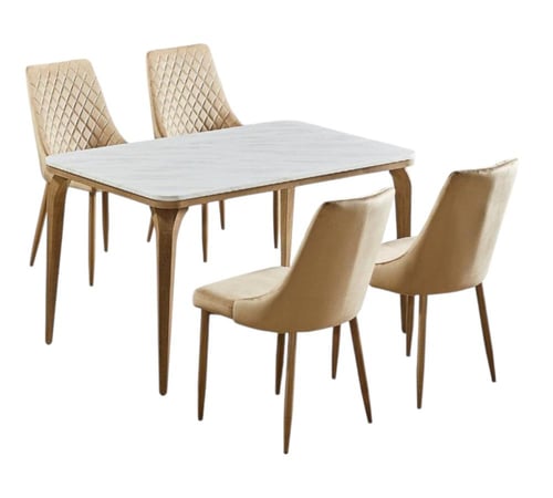 طقم سفرة فاخر مع 4 كراسي سطح بديل رخام وألوان متعد...