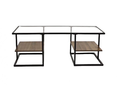 طاولة ضيافه طاوله قهوه منتصف خشب رمادي وسطح زجاج