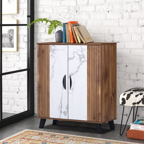 خزانة احذية بابين بني وابيض