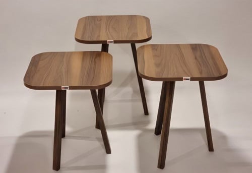 طاولات جانبة خدمة 3 قطع بني