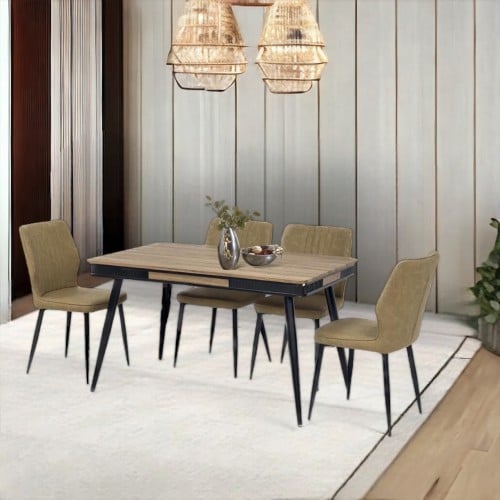 طقم طاوله طعام 4 كراسي لون بني غامق