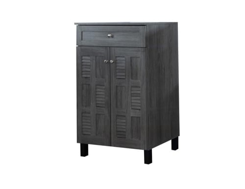 خزانه احذيه بابين رمادي وبني وخشبي