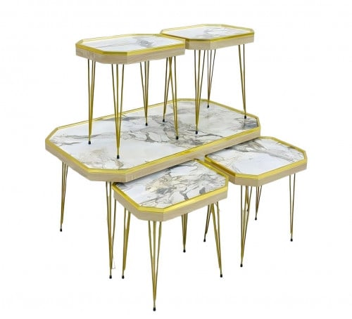 طقم طاولات قهوة 5 قطع مستطيل