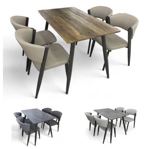 طاولة طعام 4 كراسي بني رمادي رصاصي الوان متعدده