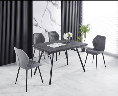 طاوله طعام ٤ كراسي بني رمادي