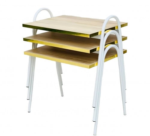 طقم طاولات خدمه 3 قطع بيج خشبي