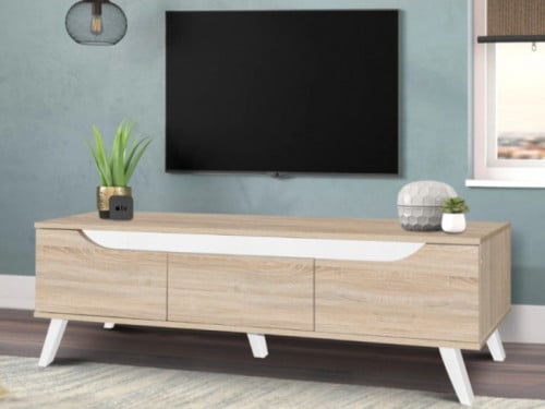 طاولة تلفزيون خشبي وابيض ماليزي