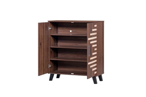 خزانة احذيه بابين لون بني تصميم حديث وعصري