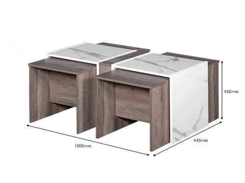 طقم طاوله منتصف وطاولات خدمه لون بني وابيض