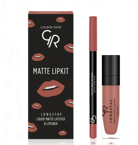 احمر شفاه + قلم محدد شفاه من جولدن روز 1.6 جم ( سا...