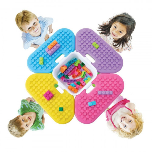 طاولات الأنشطة والمكعبات 42قطعة مع تخزين (يتوفر با...