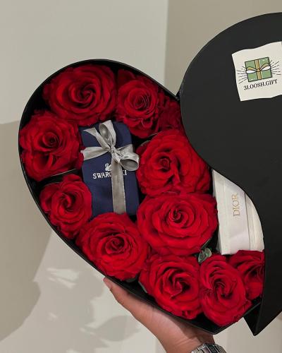 بوكس القلب مع سلسال سوارفسكي الجميل