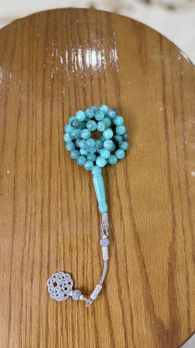 Green maritime rosary with turquoise and copper
