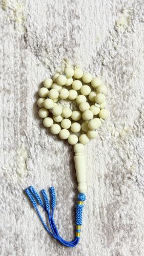 Biscaylite rosary with ivory fingerprint, blue sha...