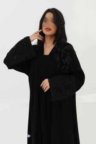 عباية أكمام ورود مطرزه ( 706 )