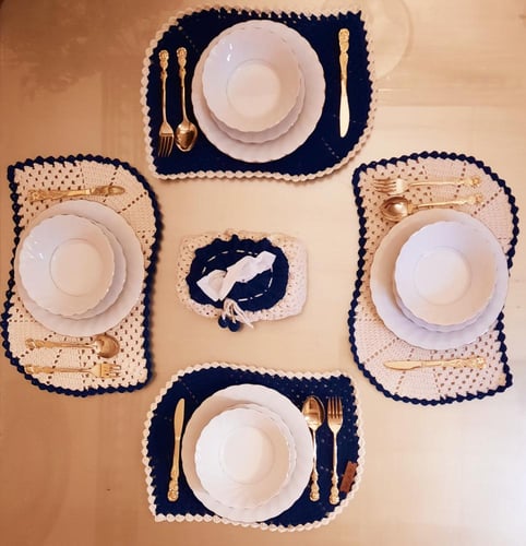 طقم كوستر اطباق و غلاف مناديل