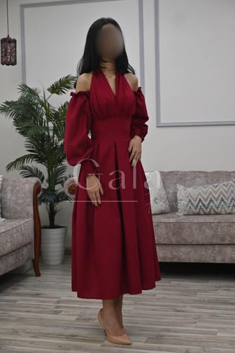 فستان ميدي بأكمام منفصلة