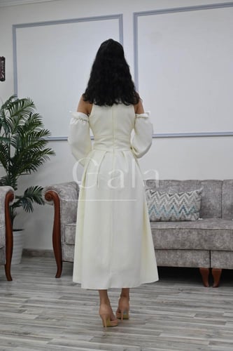 فستان ميدي اكتاف اكمام مفصوله