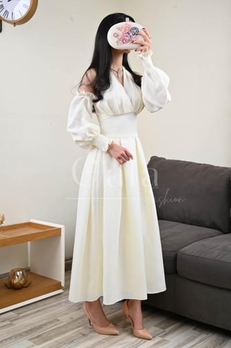 فستان ميدي بأكمام منفصلة