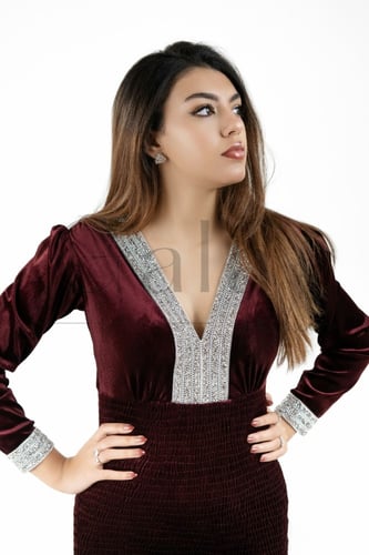 فستان مخمل ناعم قصير
