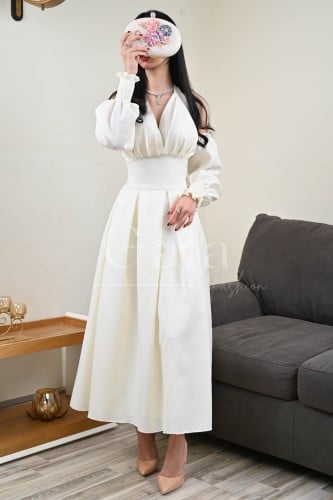 فستان ميدي بأكمام منفصلة