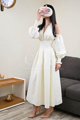 فستان ميدي بأكمام منفصلة